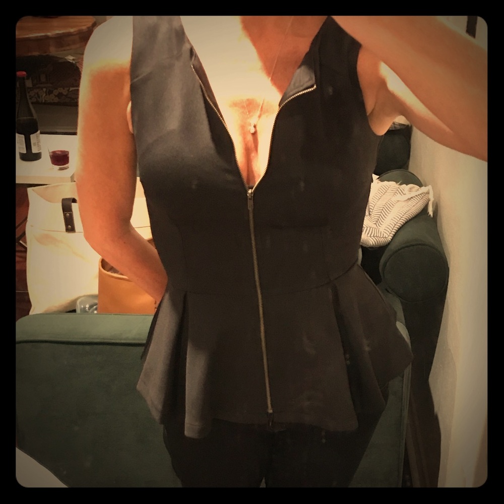 AX black peplum zipper top
